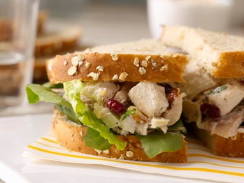 Chicken salad with dried cranberries, fennel, and toasted almonds