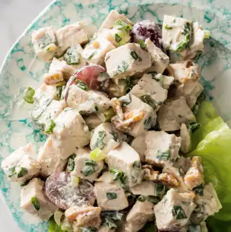 Chicken salad with grapes and walnuts