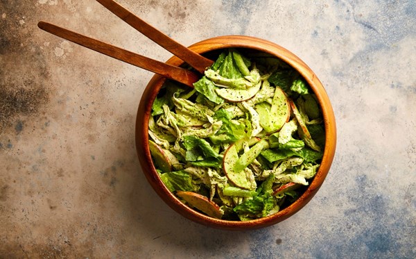 Chicken salad with romaine and tahini-herb dressing