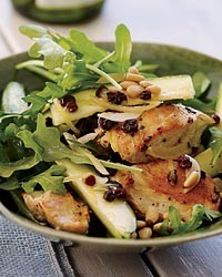Chicken salad with zucchini, lemon and pine nuts