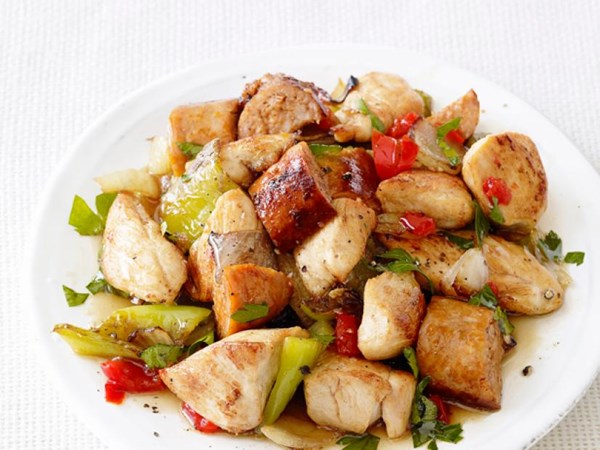 Chicken, sausage and peppers