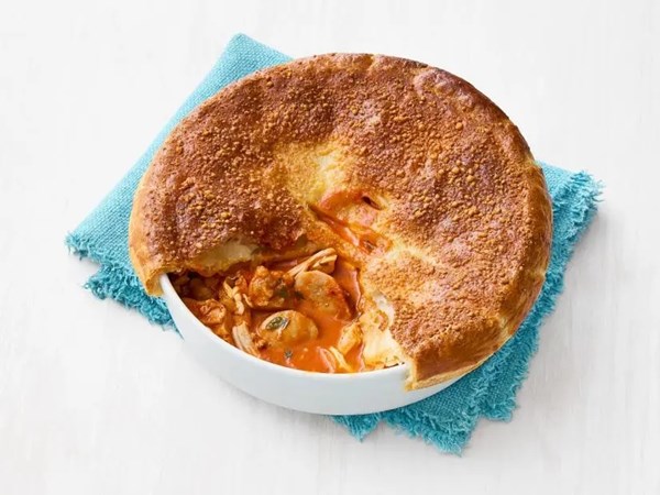 Chicken, sausage and tomato pot pie