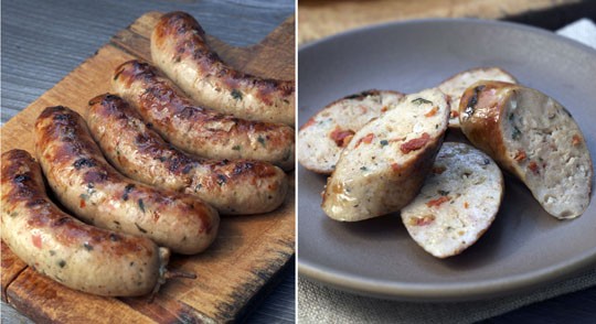 Chicken sausage with basil and tomatoes