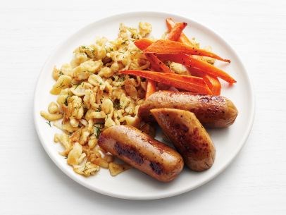 Chicken sausage with spaetzle