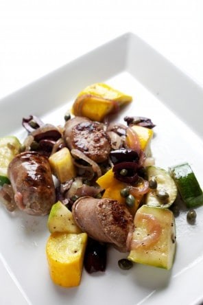 Chicken sausage with squash and fresh herbs