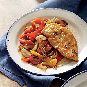 Chicken scaloppine with peperonata
