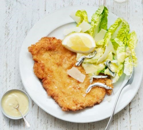 Chicken schnitzel Caesar 