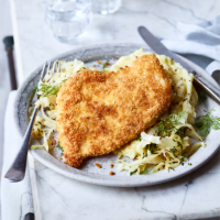 Chicken schnitzel with sweet and sour cabbage