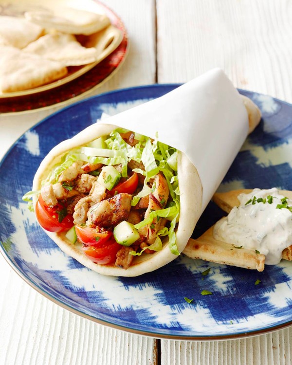Chicken shawarma stuffed pita