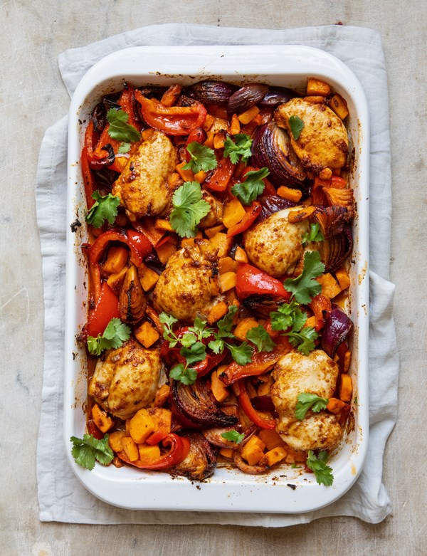 Chicken shawarma traybake