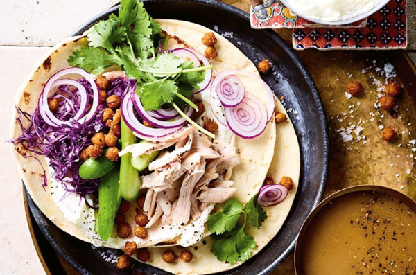 Chicken shawarma with fried chickpeas