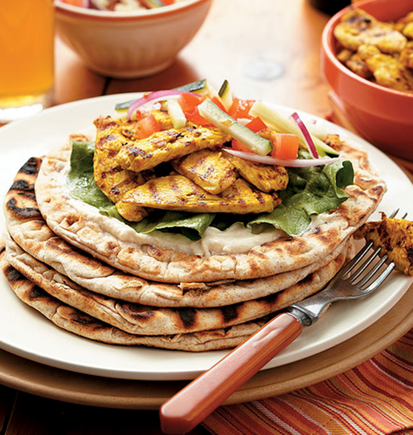 Chicken shawarma with tahini yogurt sauce