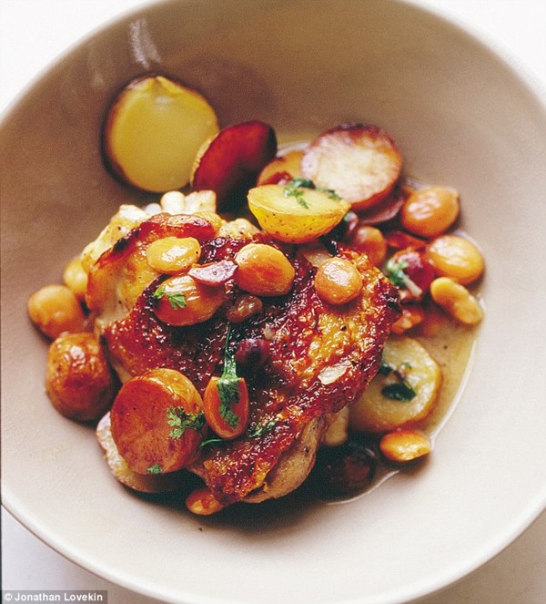 Chicken, sherry, almond pot roast