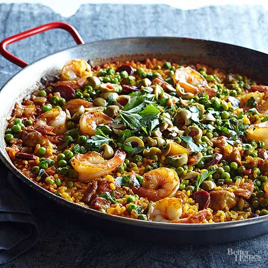 Chicken, shrimp & chorizo paella