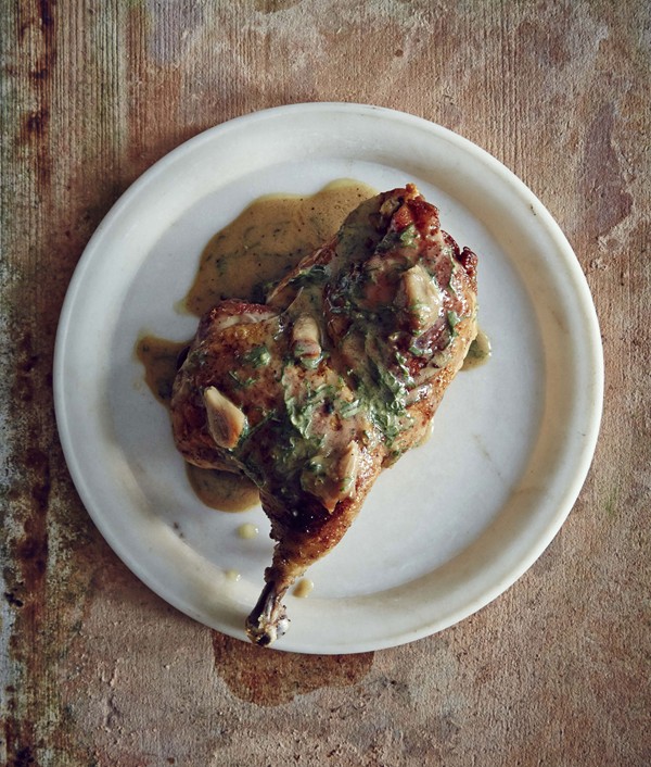 Chicken simply roasted in a skillet