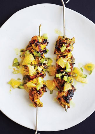 Chicken skewers with Meyer lemon salsa