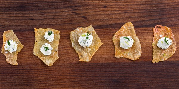 Chicken skin canapés - lemon and thyme roast chicken 