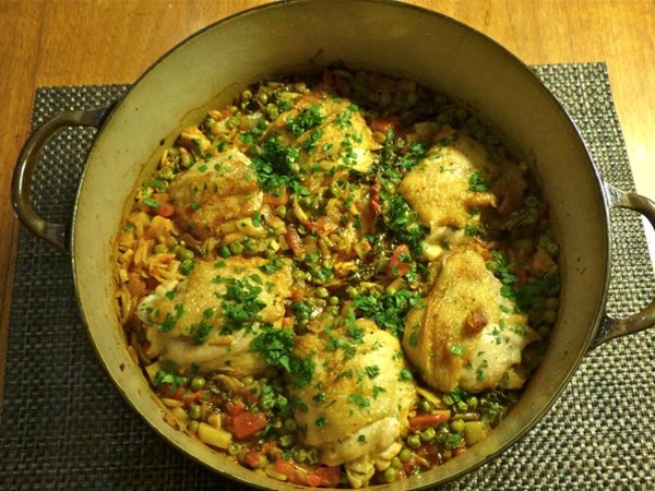 Chicken sofrito with orzo