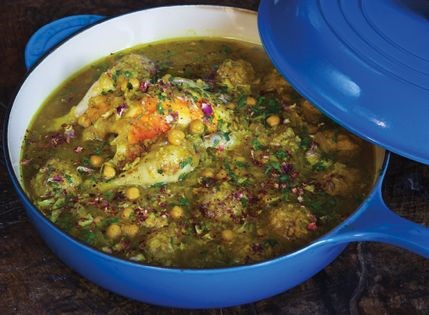 Chicken soup with chickpea and lamb meatballs (Abgusht-e morgh ba kufteh-ye nokhodchi)