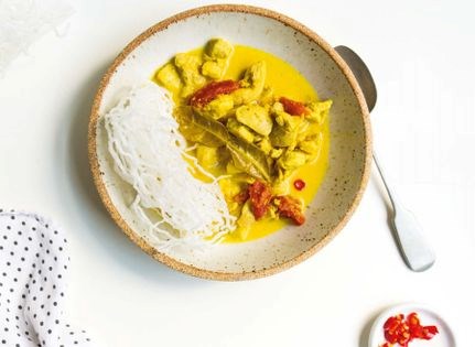 Chicken soup with fresh turmeric and galangal