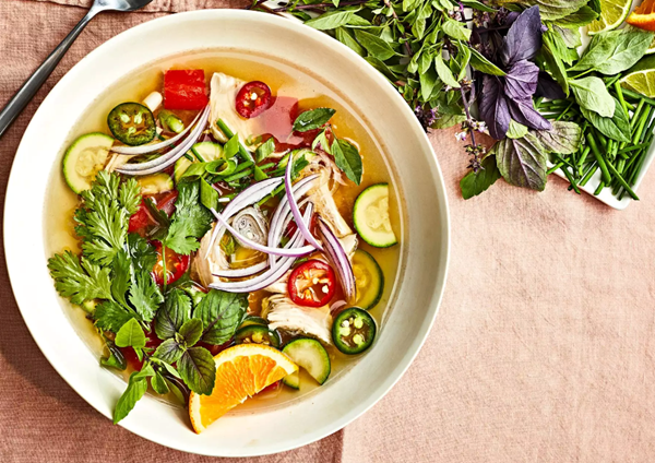 Chicken soup with ginger and cilantro