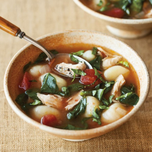 Chicken soup with gnocchi, basil & Parmesan 