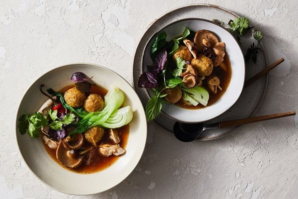 Chicken soup with herb dumplings