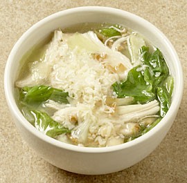 Chicken soup with white beans, farro, and escarole