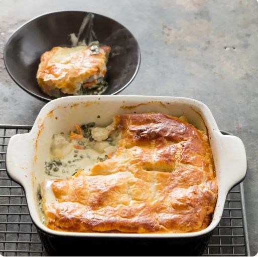 Chicken, spinach, and artichoke pot pie