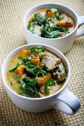 Chicken, spinach and lentil coconut curry
