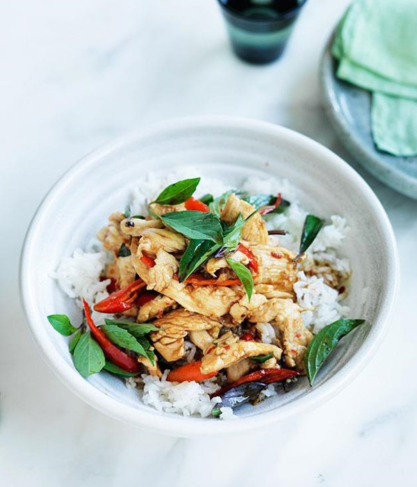 Chicken stir-fried with holy basil and chilli