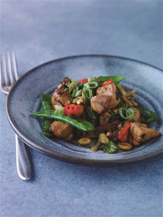 Chicken stir-fry with celery and peanuts