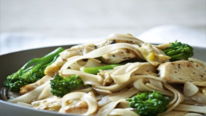 Chicken stir-fry with rice noodles