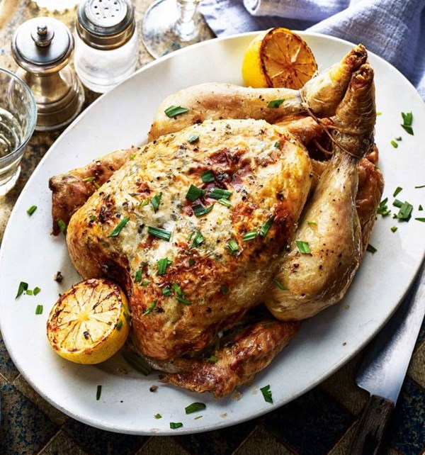 Chicken stuffed with lemony goats' cheese and tarragon