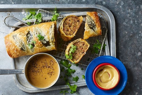 Chicken stuffing sausage roll with sage