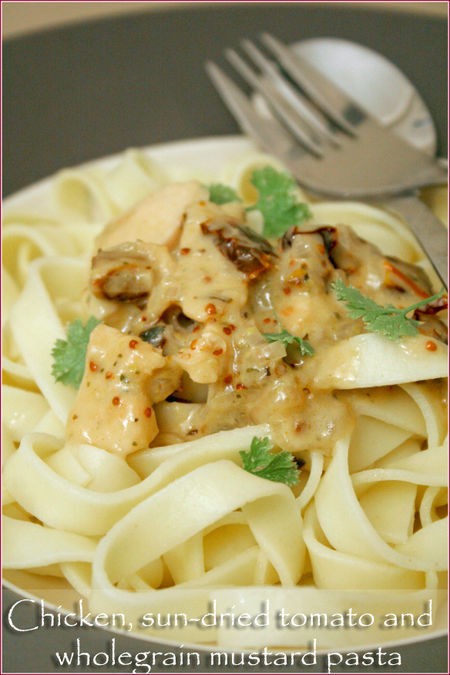 Chicken, sun-dried tomato & mustard pasta
