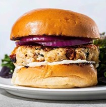 Chicken, sun-dried tomato, and goat cheese burgers