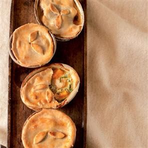 Chicken, sweet potato and blue cheese pot pies