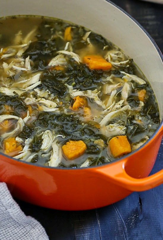 Chicken sweet potato and kale soup
