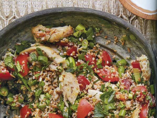 Chicken tabbouleh with tahini drizzle