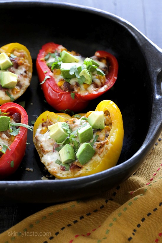 Chicken taco chili stuffed peppers