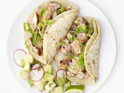 Chicken tacos with avocado salad