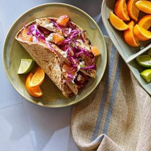 Chicken tacos with tangerine-lime crema
