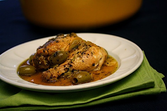 Chicken tagine with fennel, preserved lemons, and green olives