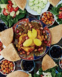 Chicken tagine with herbs and harissa olives