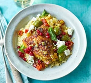 Chicken tagine with lemons, olives & pomegranates