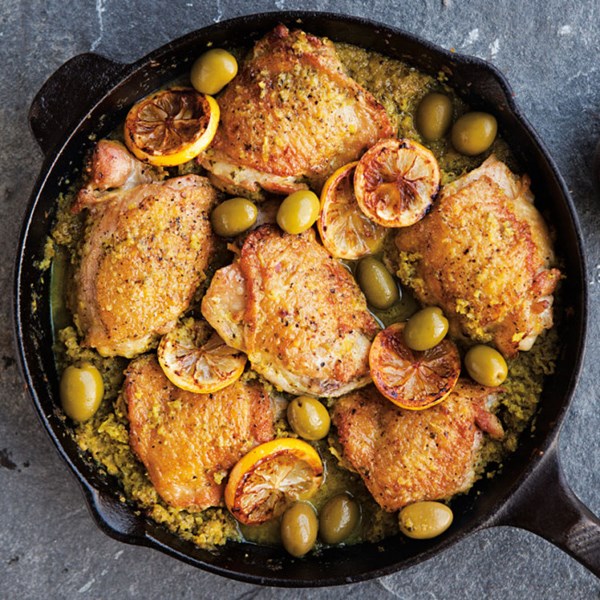 Chicken tagine with preserved lemons and olives