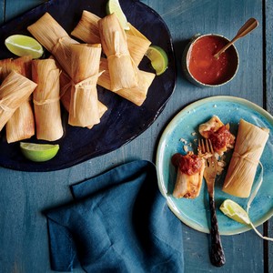 Chicken tamales with ranchero sauce