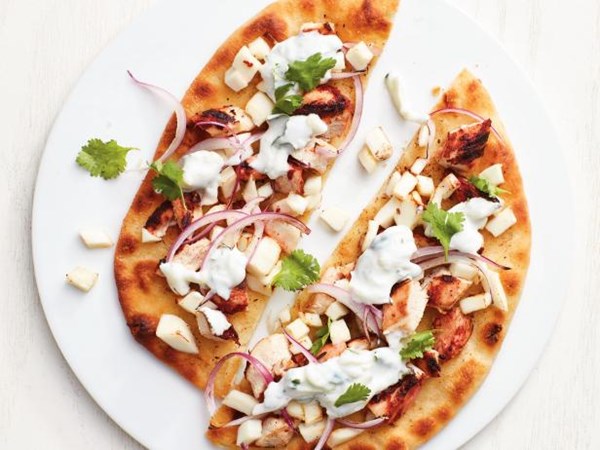 Chicken tandoori pizzas