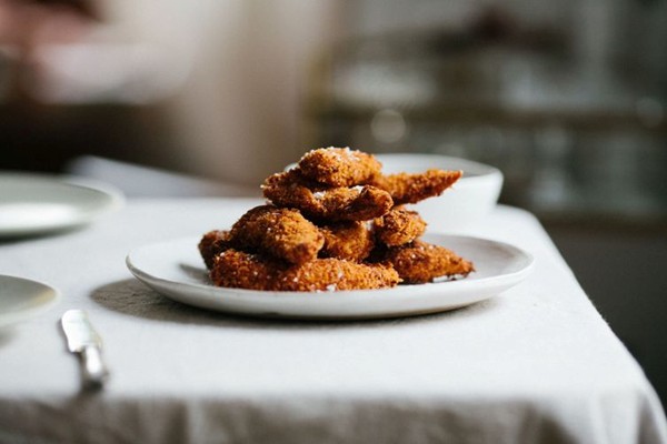 Chicken tenders with apple cider sweet and sour sauce